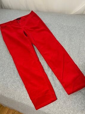 Talbots Red Velvet Pants Womens 8 Petite Stretch Signature Preppy Holiday